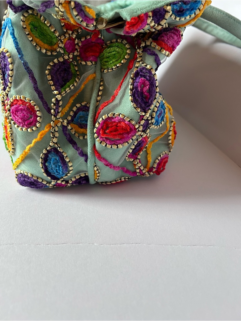 Atenti Suede Embroidered Clamshell Bag - NWOT - Made in USA - Picture 4 of 5